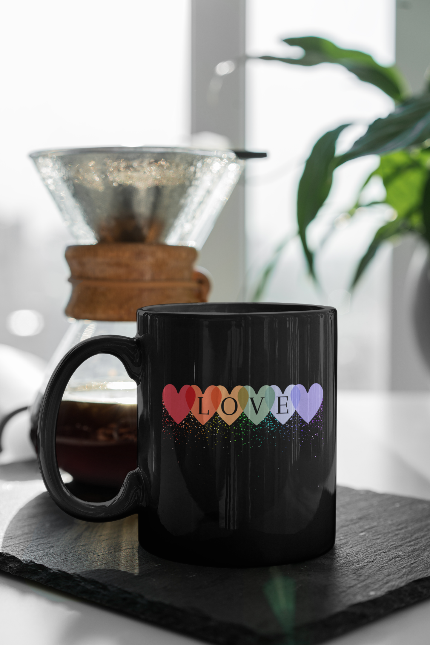 Pride Love Glitter Shower | 11 oz. Black Mug