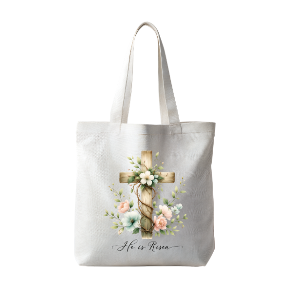 He Is Risen Watercolor Cross | Tote Bag