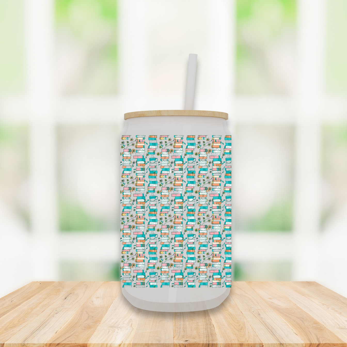 Chapters & Coffee | Frosted Glass Can Cup