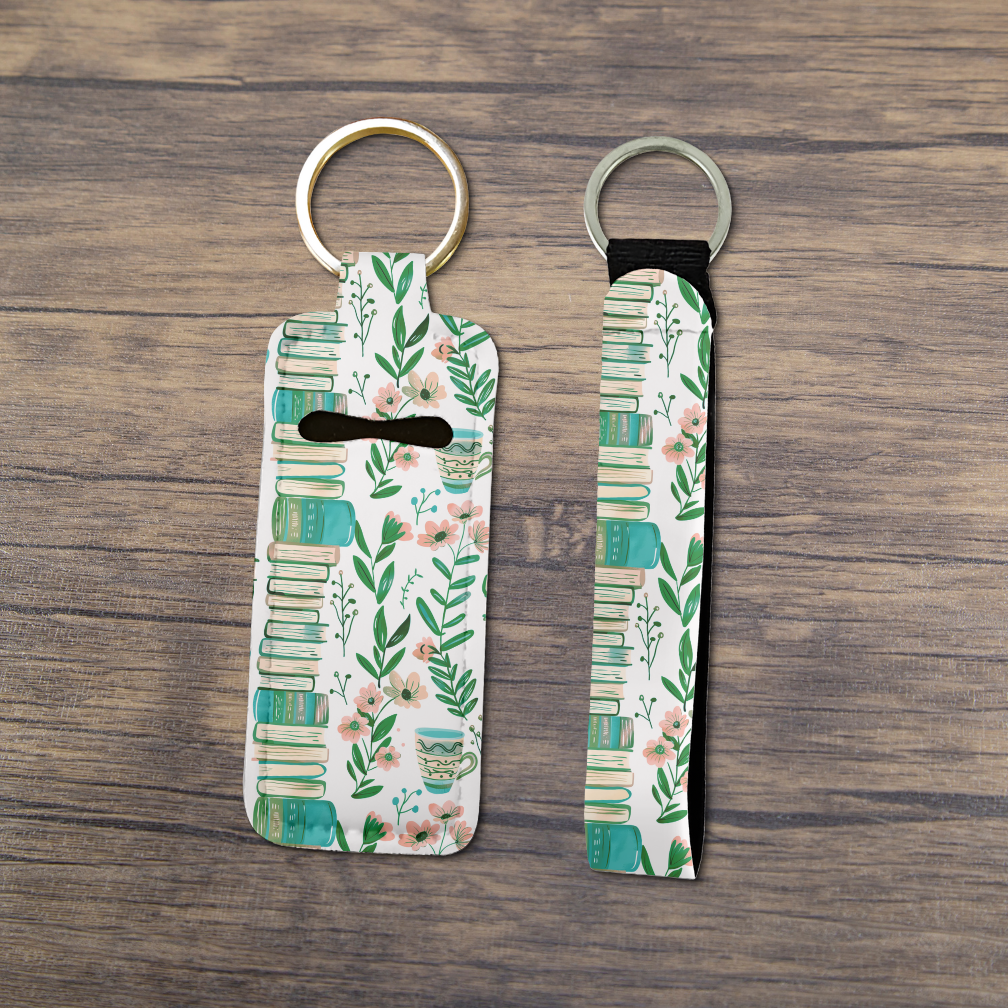 Stacked Stories | Neoprene Lip Balm Holder and Wristlet Keychain Set