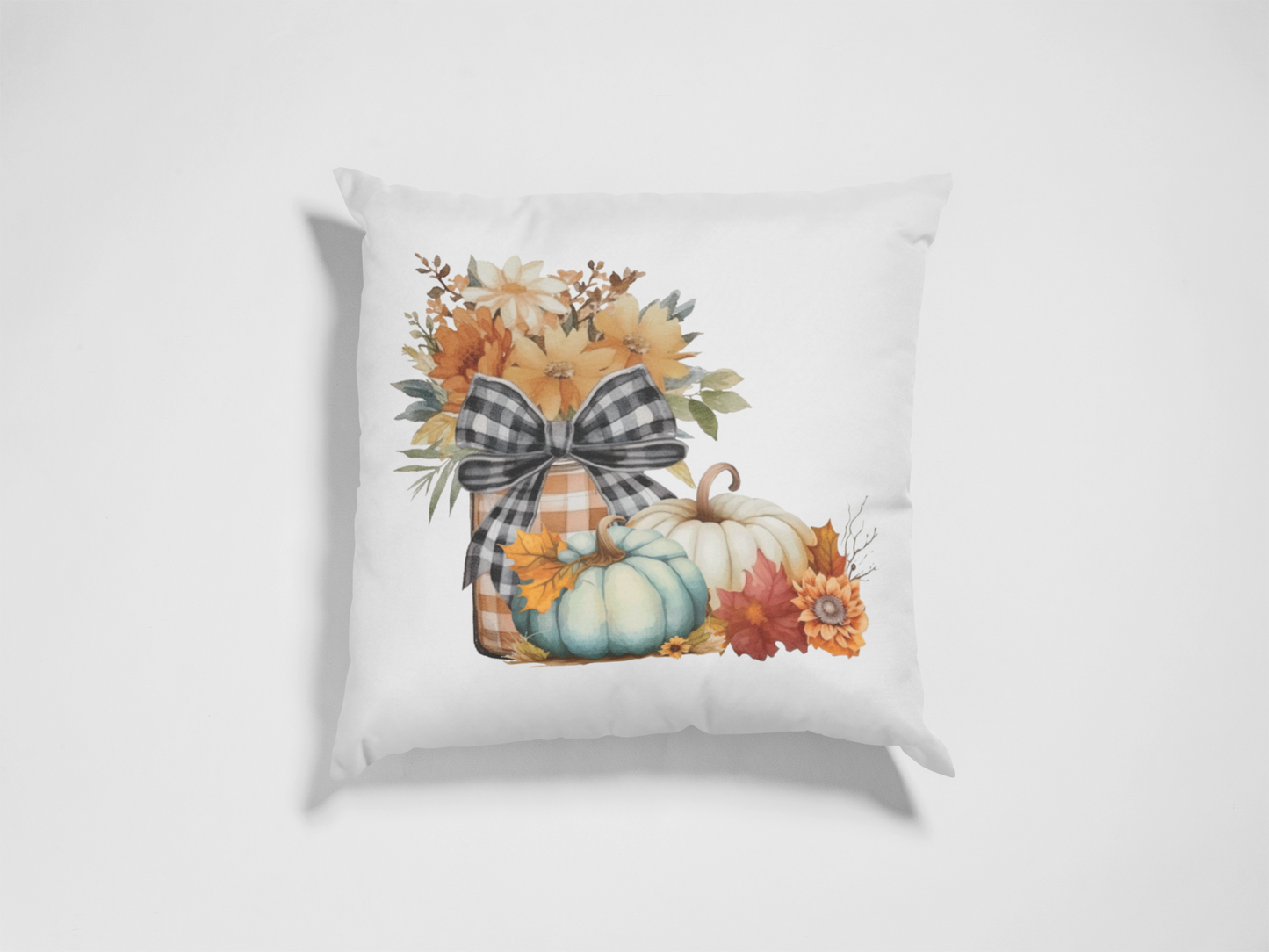 Autumn Flowers | Reversible Square Decorative Pillow 18in x 18in