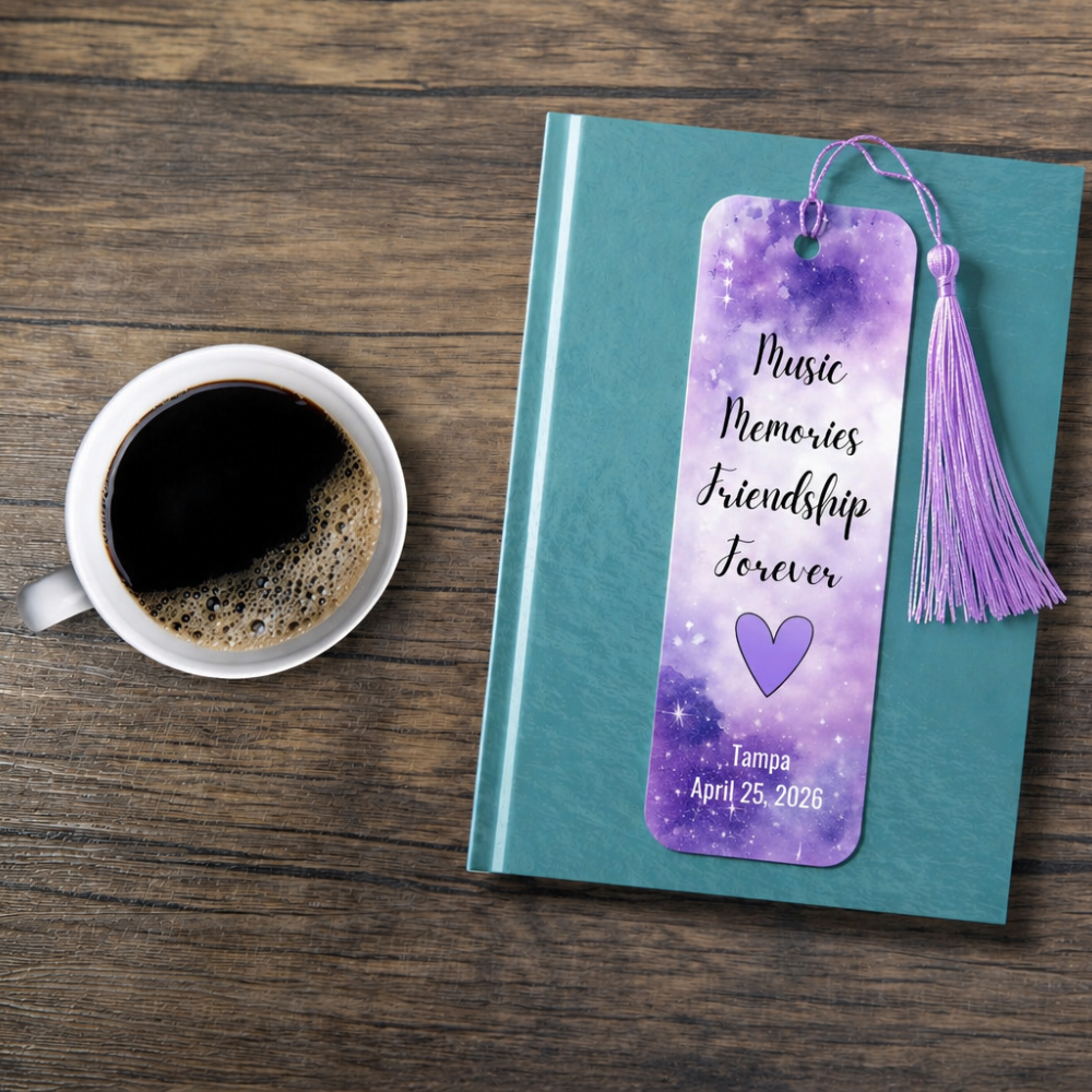 Purple Concert-Inspired Customizable | Aluminum Bookmark with Tassel