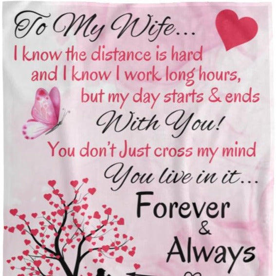 To My Wife, Love Your Husband - Pink Hearts | Cozy Plush Fleece Blanket