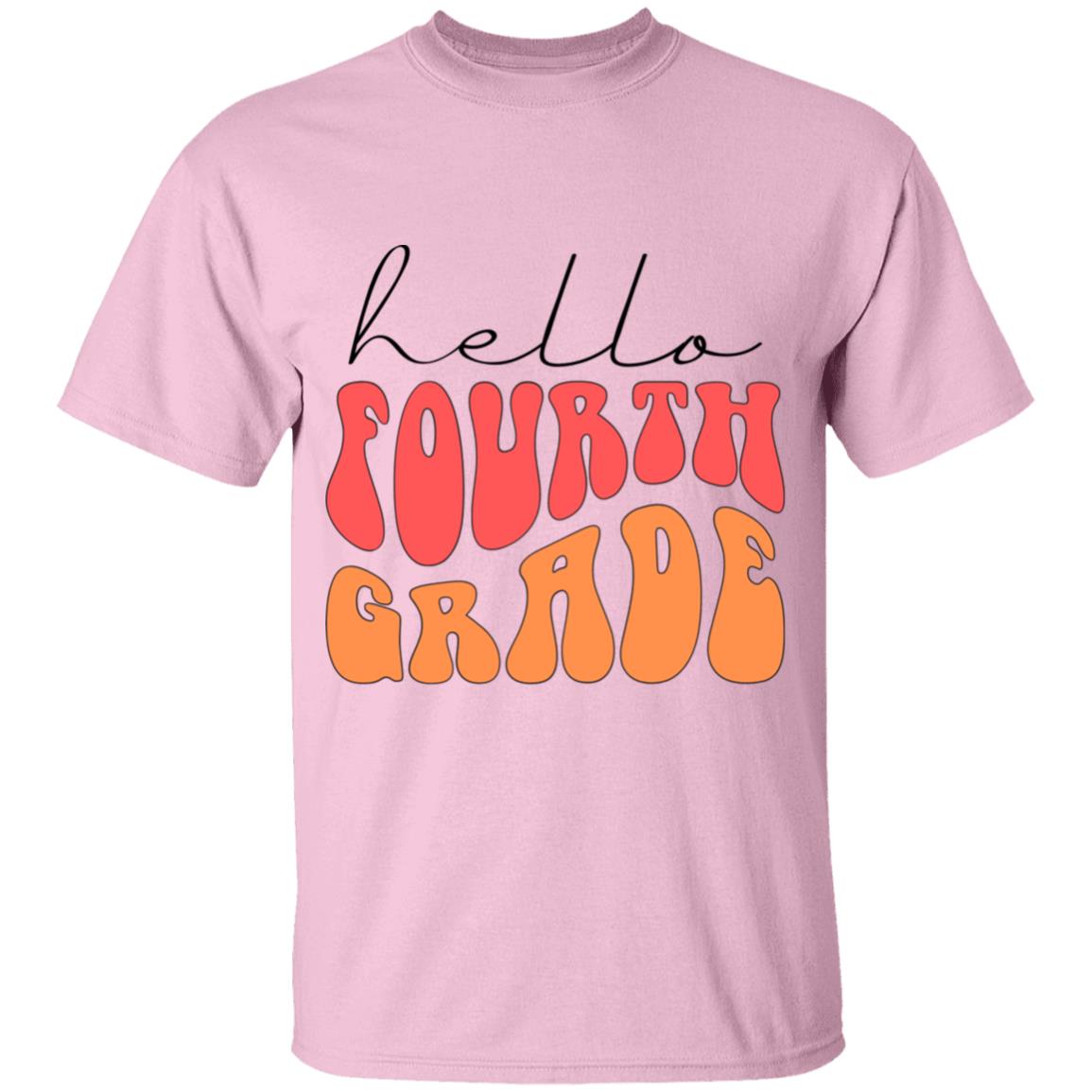 Hello Fourth Grade Retro Pink | Youth and Adult T-Shirts