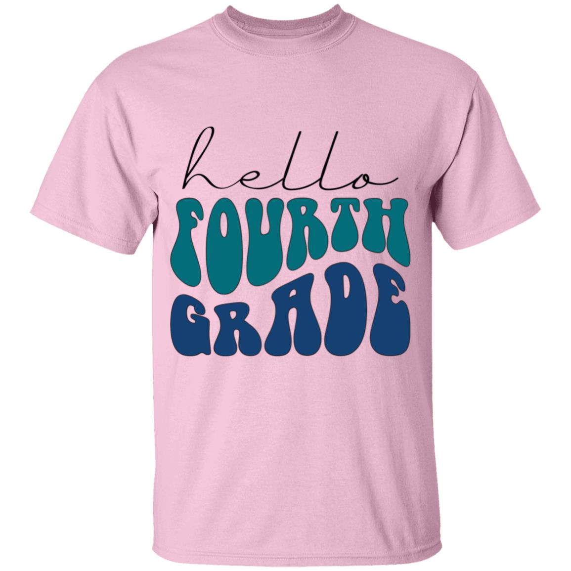 Hello Fourth Grade Retro Blue | Youth and Adult T-Shirts