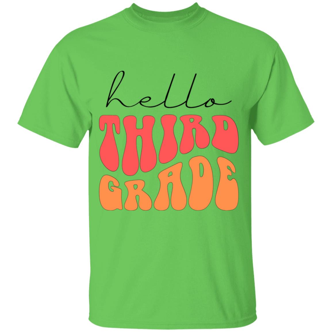 Hello Third Grade Retro Pink | Youth and Adult T-Shirts