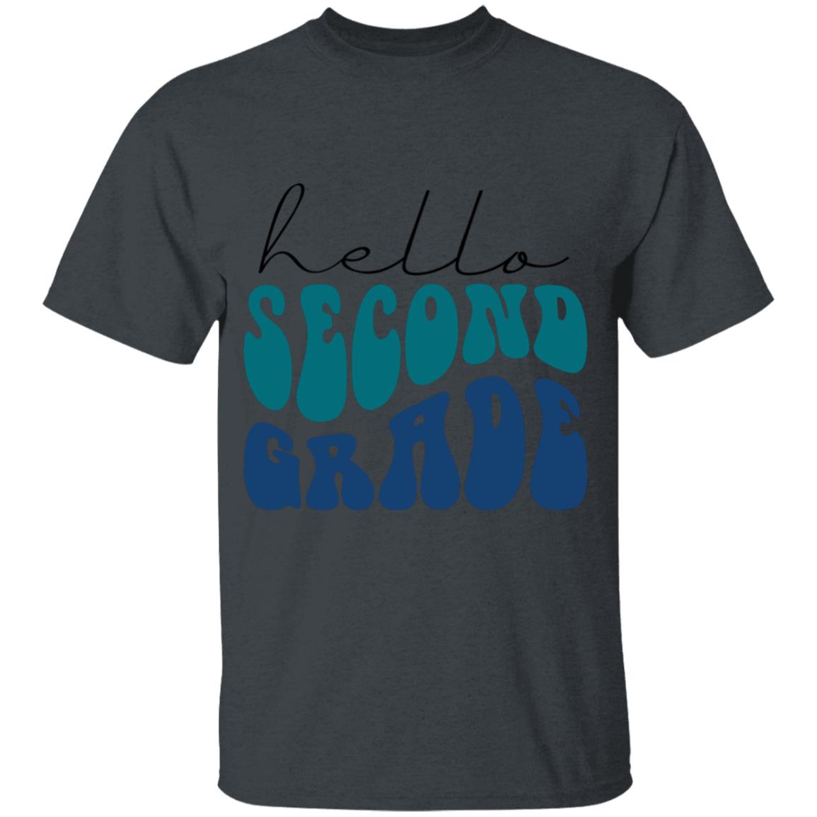 Hello Second Grade Retro Blue | Youth and Adult T-Shirts