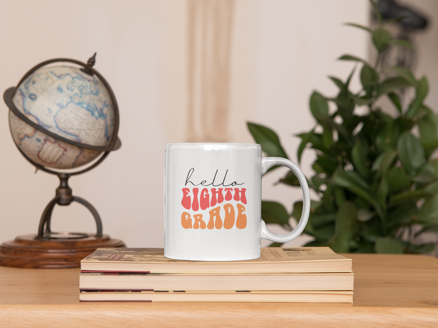 Hello Eighth Grade Retro Pink | 15 oz. White Mug