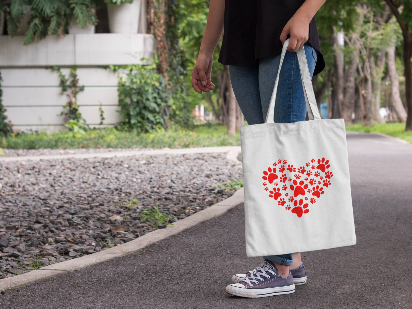 Red Paw Print Heart | Tote Bag
