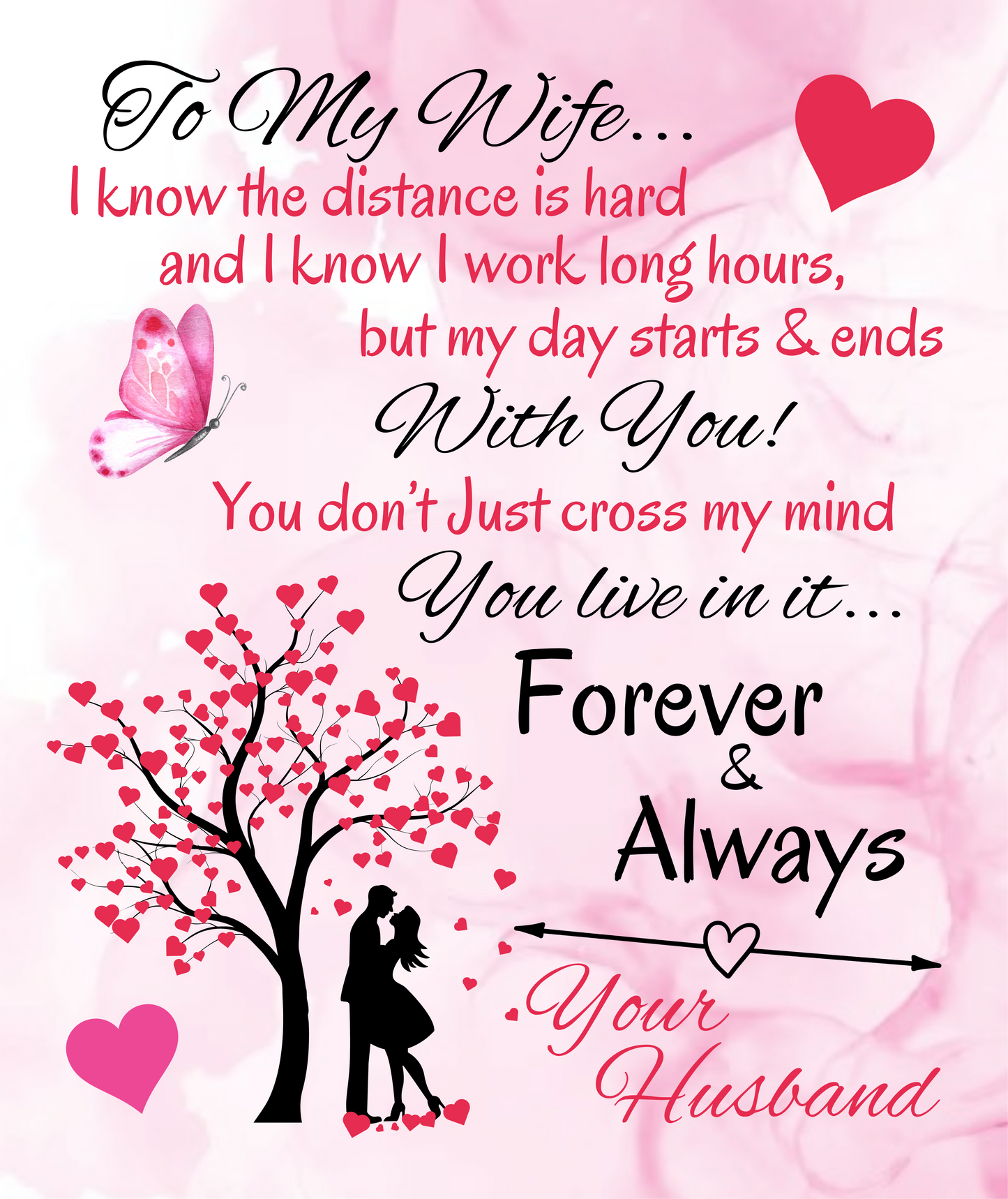 To My Wife, Love Your Husband - Pink Hearts | Cozy Plush Fleece Blanket