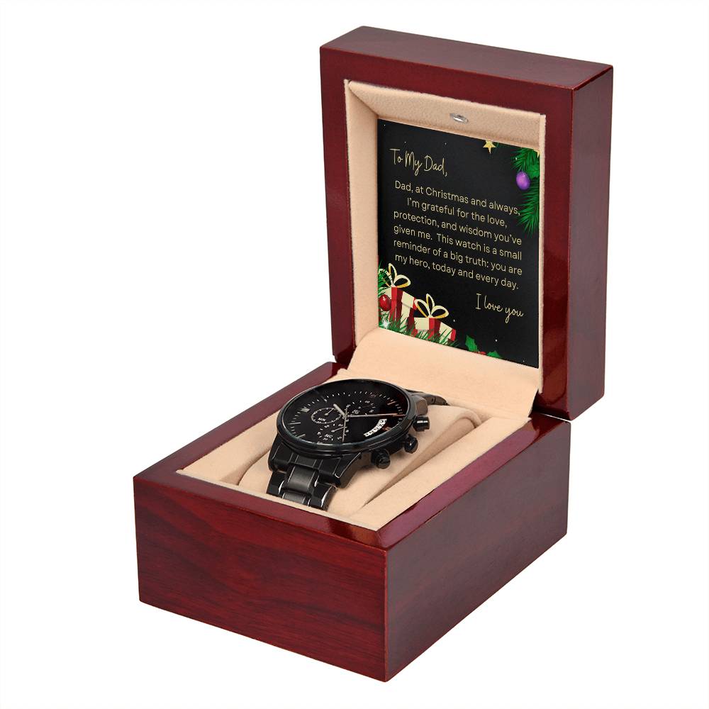 To My Dad, I Love You | Tree & Presents | Black Chronograph Watch