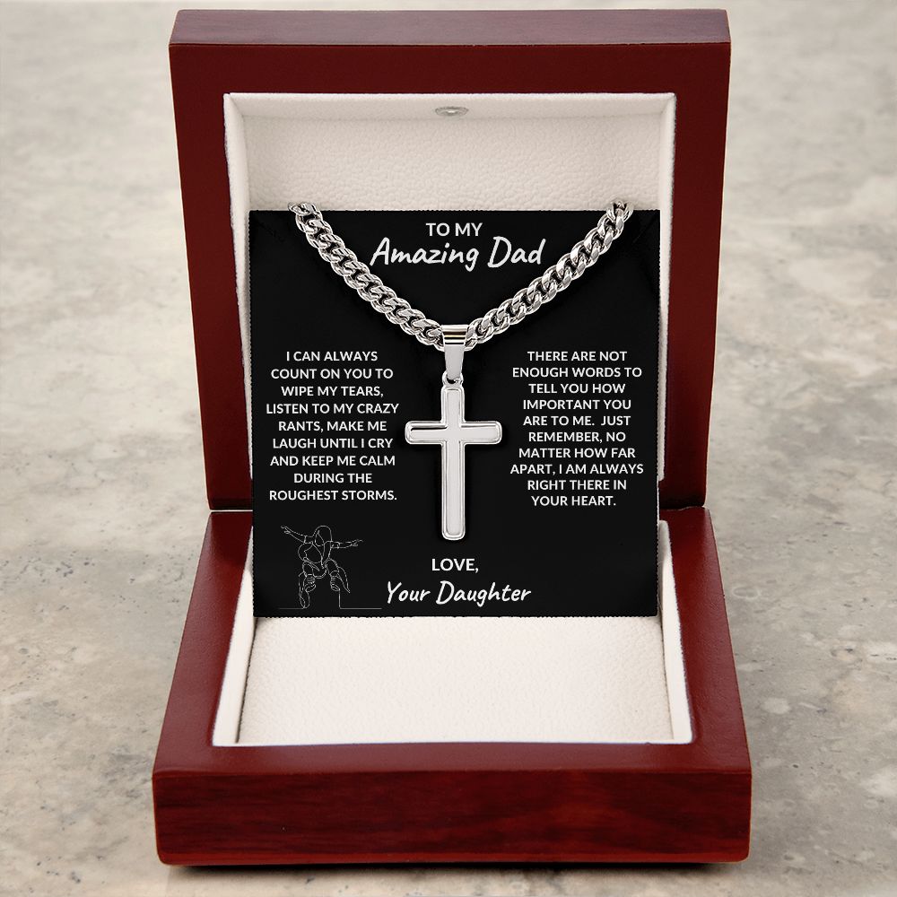 To My Amazing Dad | Cuban Link Chain Cross Necklace