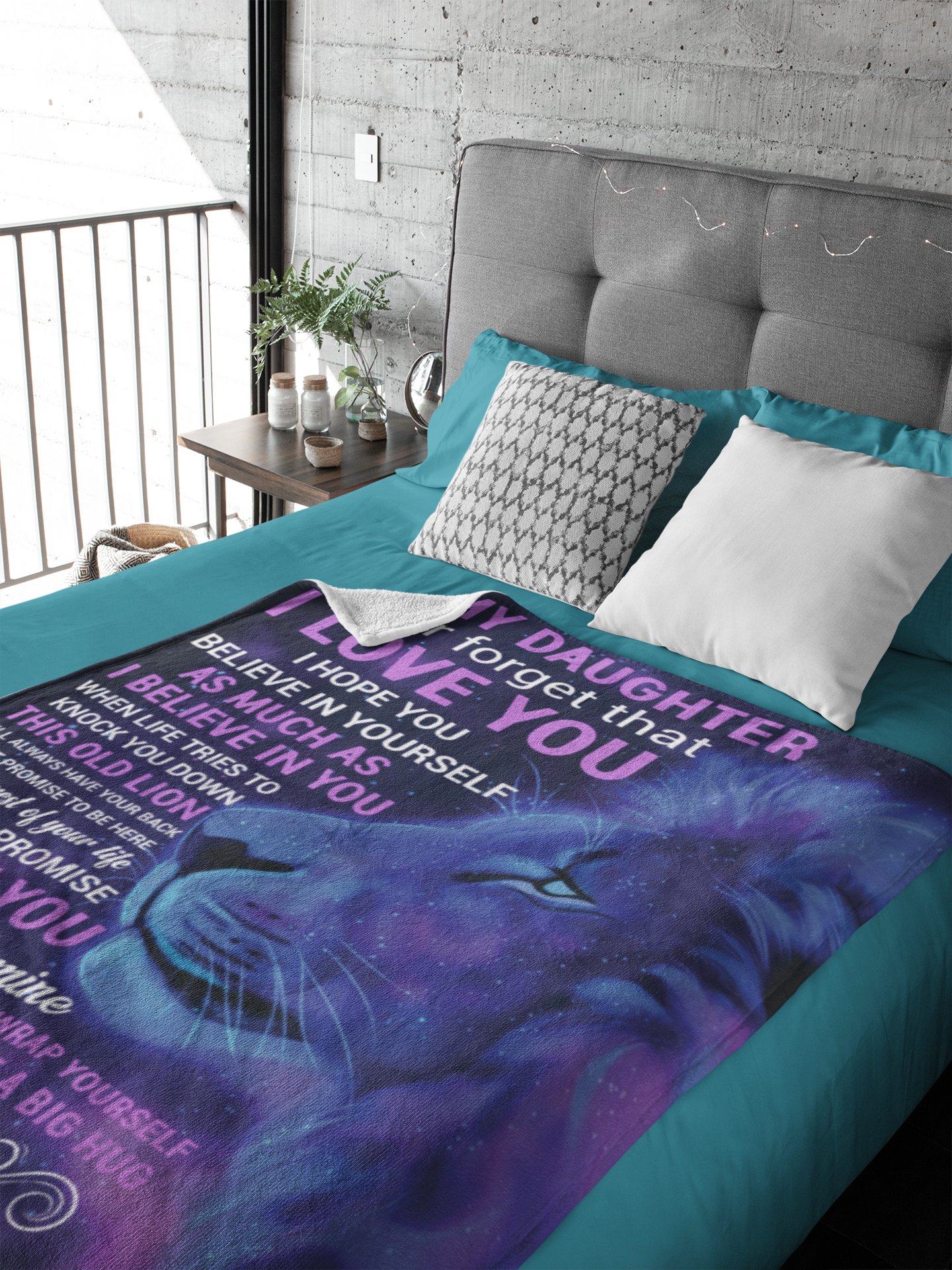 To My Daughter, Love Mom - Galaxy Lion | Cozy Plush Fleece Blanket