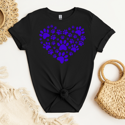 Paw Print Heart (Purple)| Adult T-Shirt