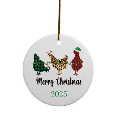Merry Chickens | Circle Ornament