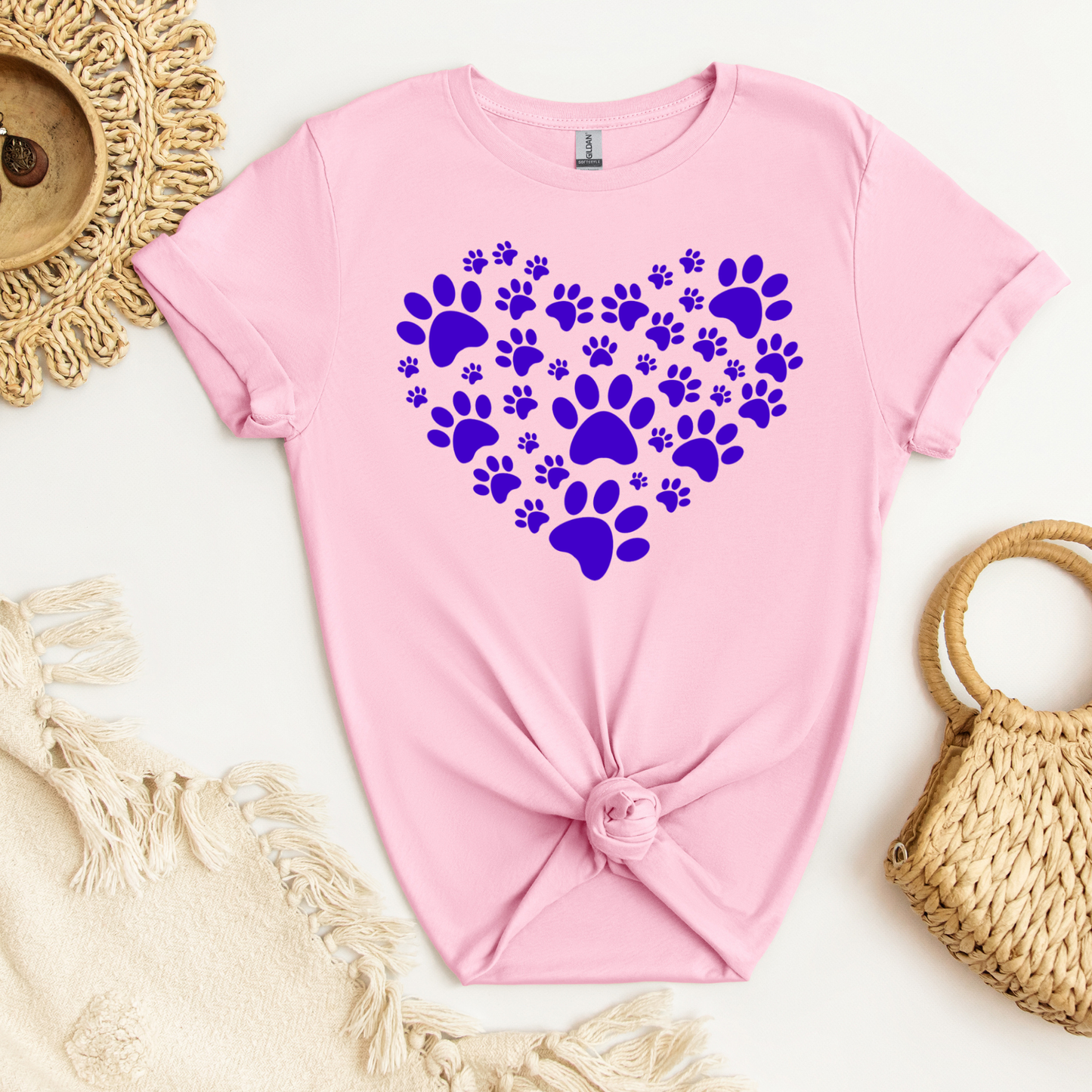 Paw Print Heart (Purple)| Adult T-Shirt