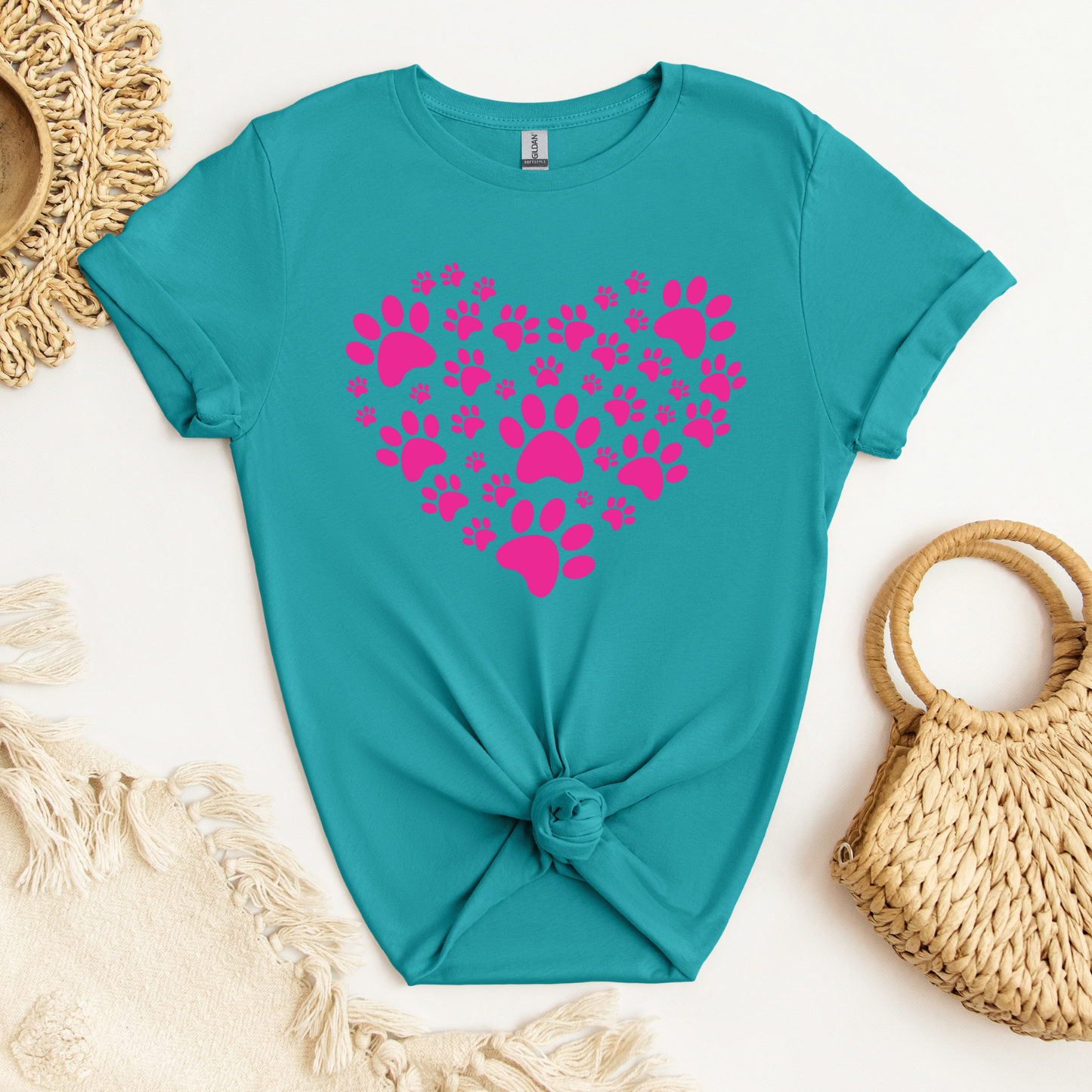 Paw Print Heart (Pink)| Adult T-Shirt