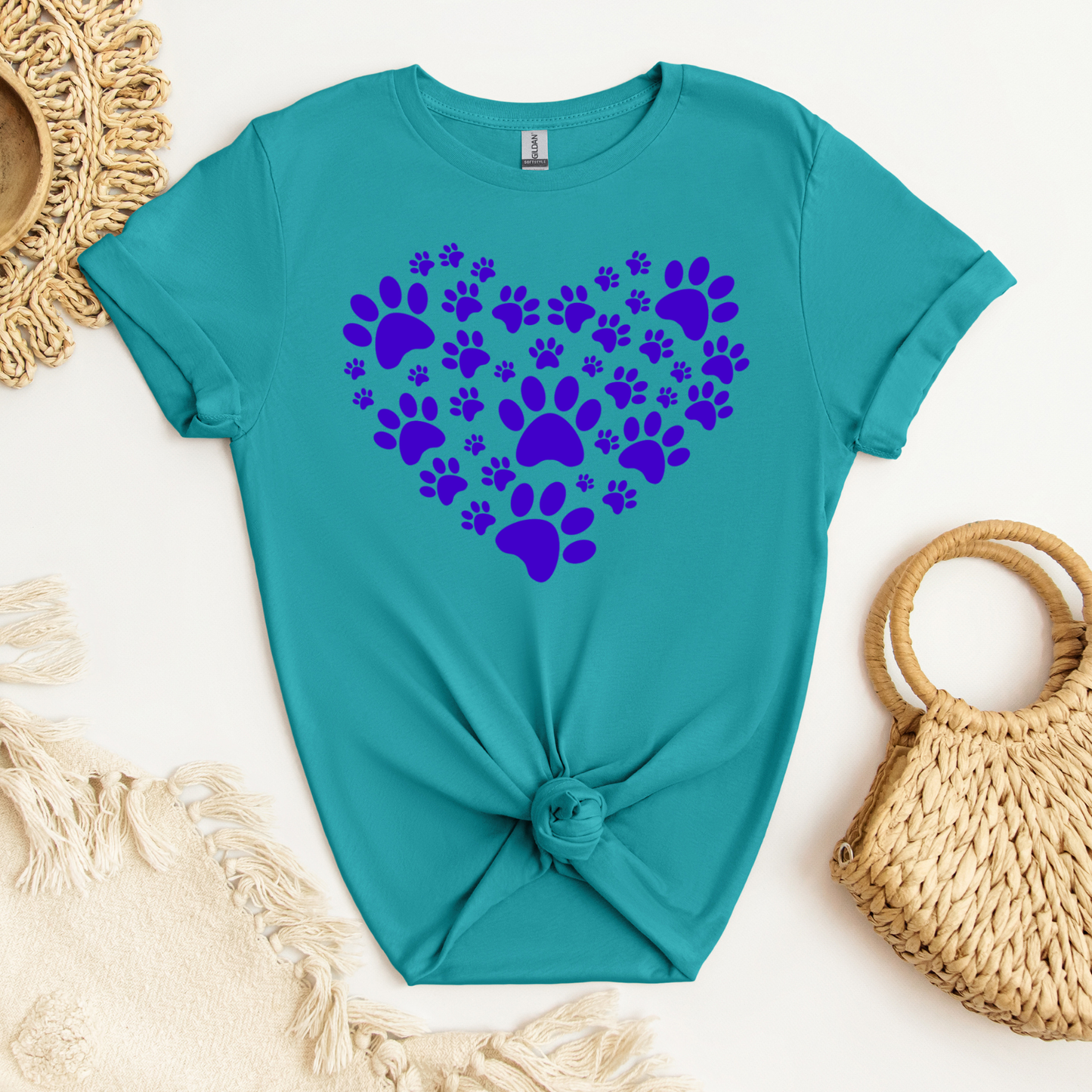 Paw Print Heart (Purple)| Adult T-Shirt