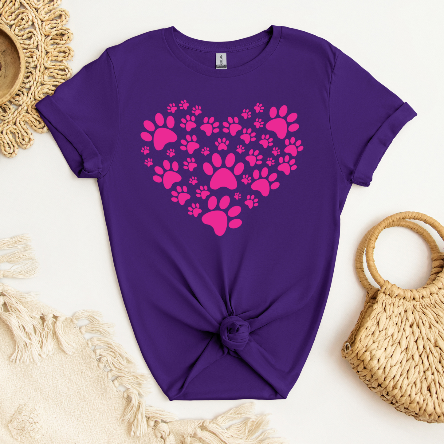 Paw Print Heart (Pink)| Adult T-Shirt