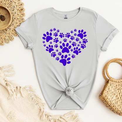 Paw Print Heart (Purple)| Adult T-Shirt