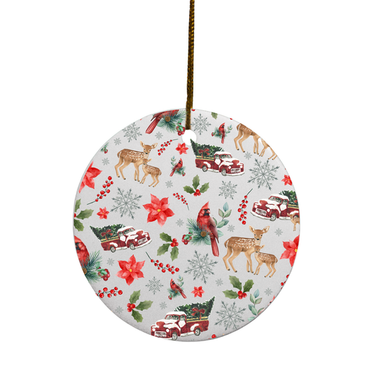 Cardinals, Trucks, and Deers | Circle Ornament