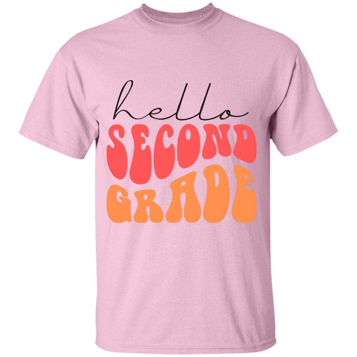 Hello Second Grade Retro Pink | Youth and Adult T-Shirts