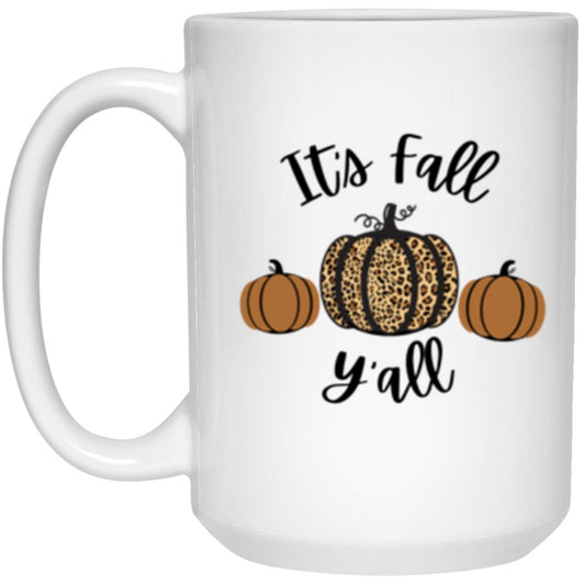 It's Fall Y'all Animal Print Pumpkin | 15oz White Mug