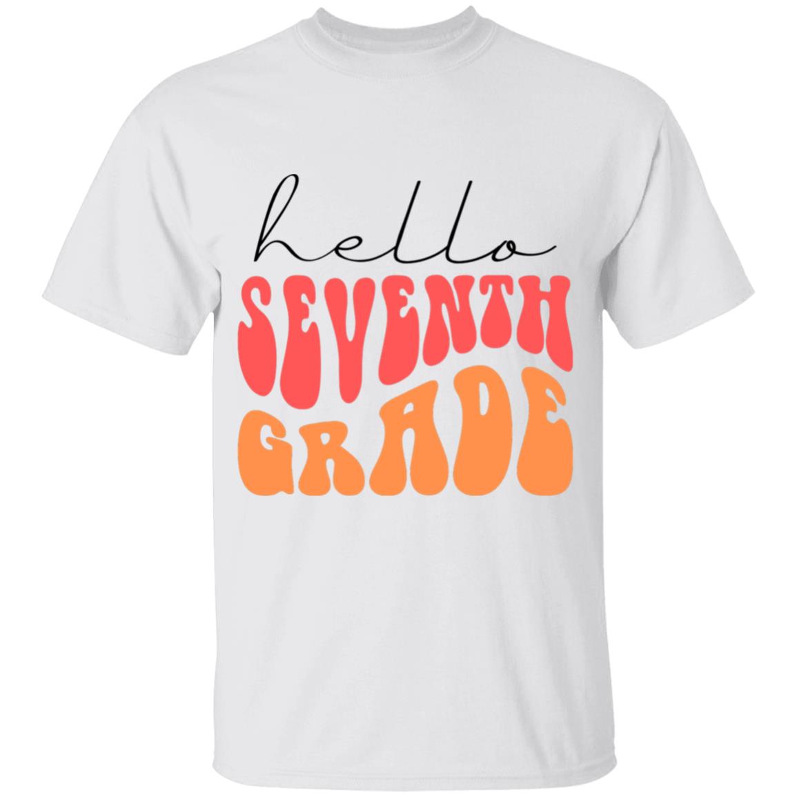 Hello Seventh Grade Retro Pink | Youth and Adult T-Shirts