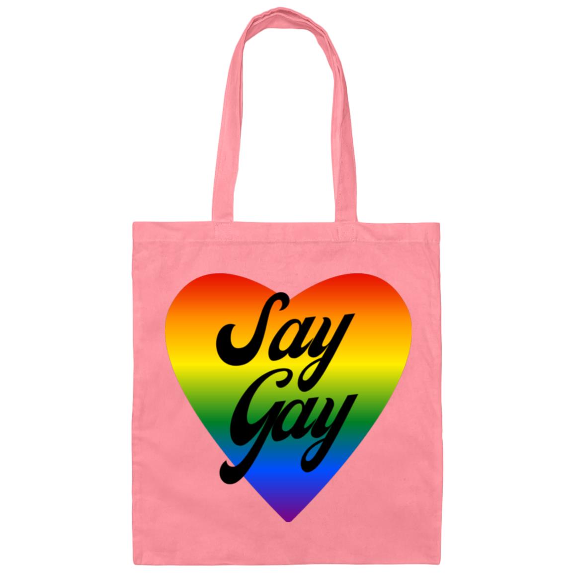 Say Gay Rainbow Heart | Canvas Tote Bag