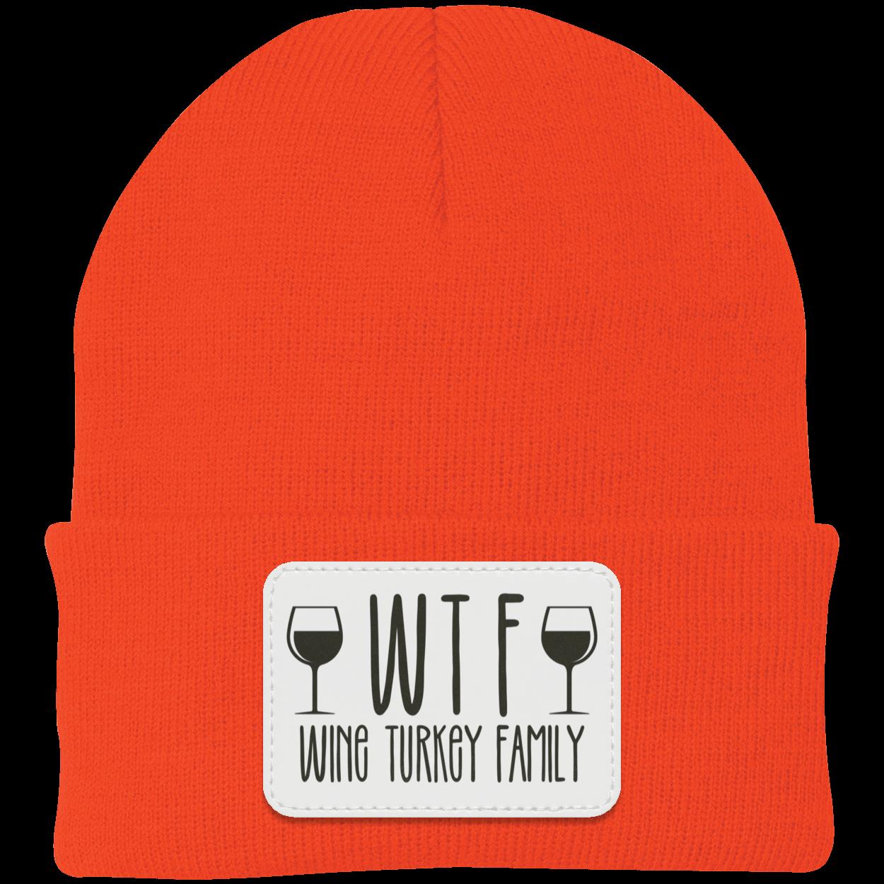 Wine Turkey Family WTF | Knit Beanie with Patch