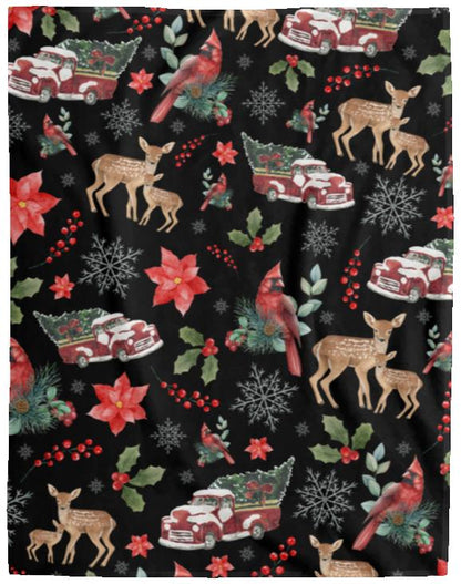 Cardinals, Trucks, and Deer - Cozy Plush Fleece Blanket