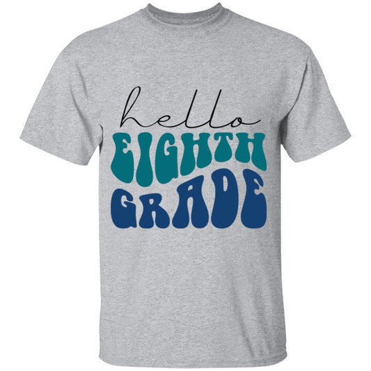 Hello Eighth Grade Retro Blue | Youth and Adult T-Shirts