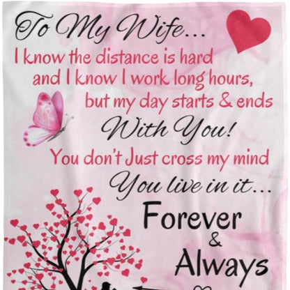 To My Wife, Love Your Husband - Pink Hearts | Cozy Plush Fleece Blanket