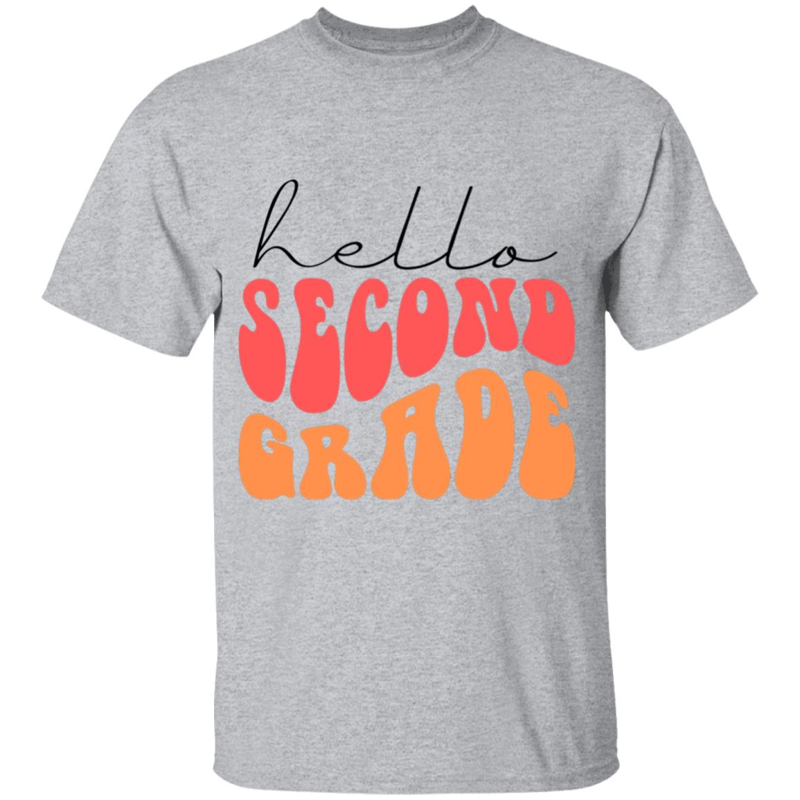 Hello Second Grade Retro Pink | Youth and Adult T-Shirts