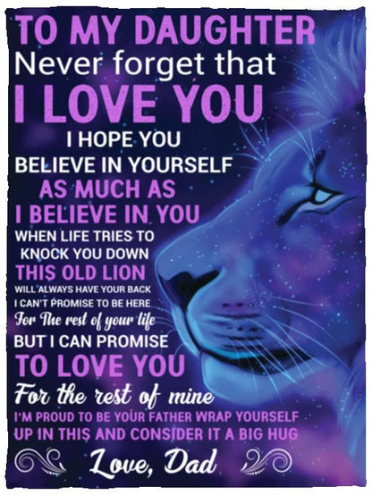 To My Daughter, Love Dad - Galaxy Lion | Cozy Plush Fleece Blanket
