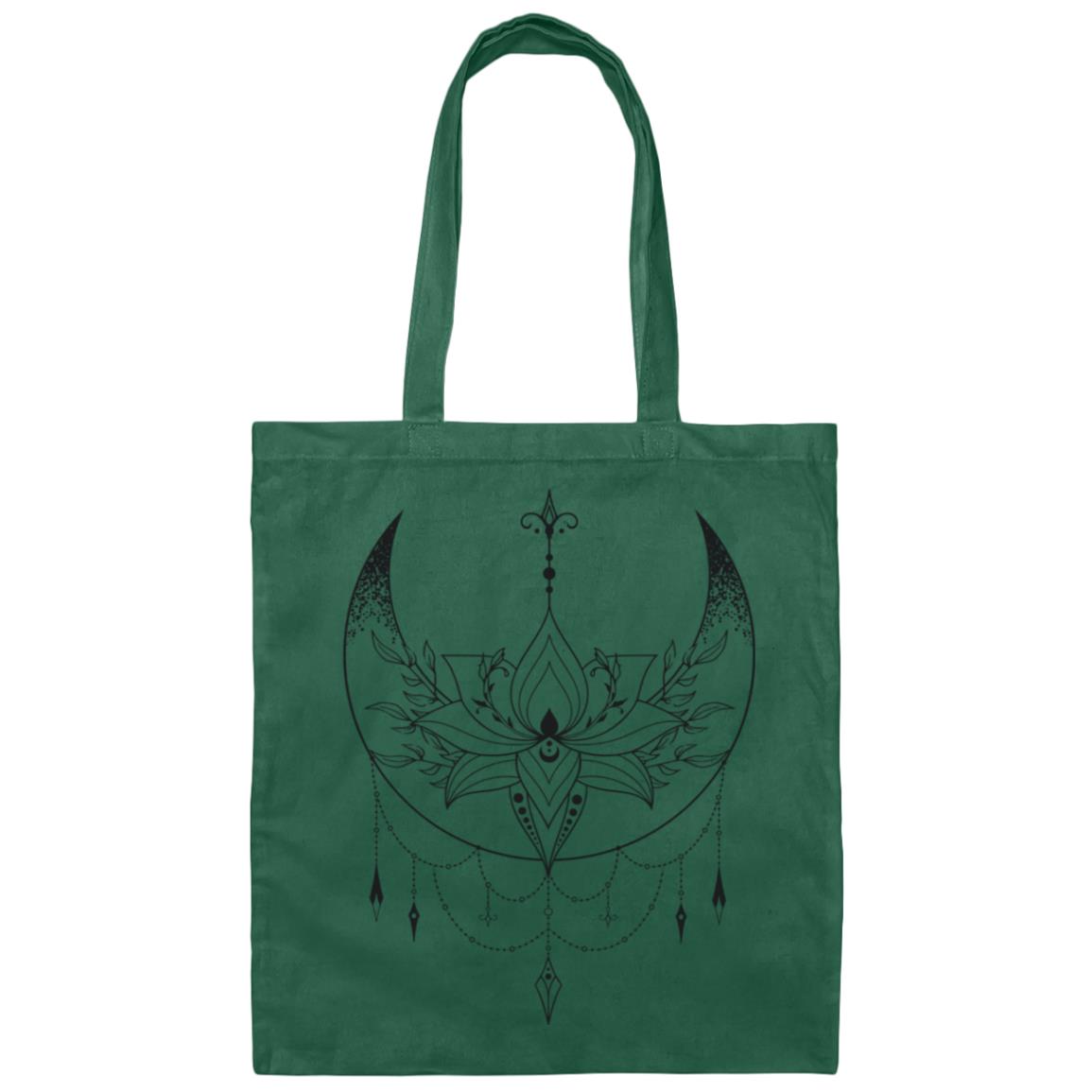 Crescent Moon and Lotus Flower | Canvas Tote Bag