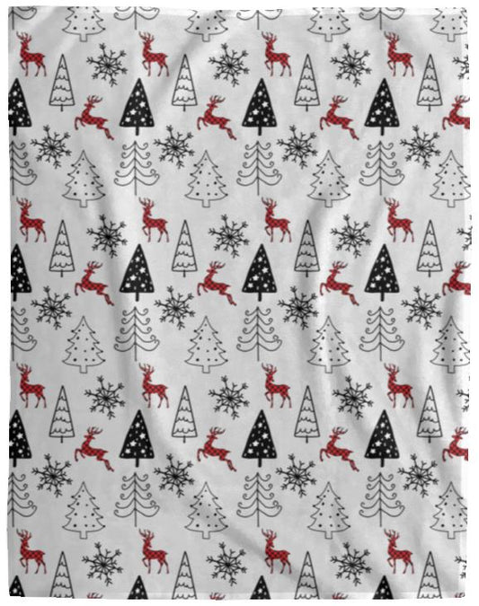 Reindeer and Trees - Cozy Plush Fleece Blanket