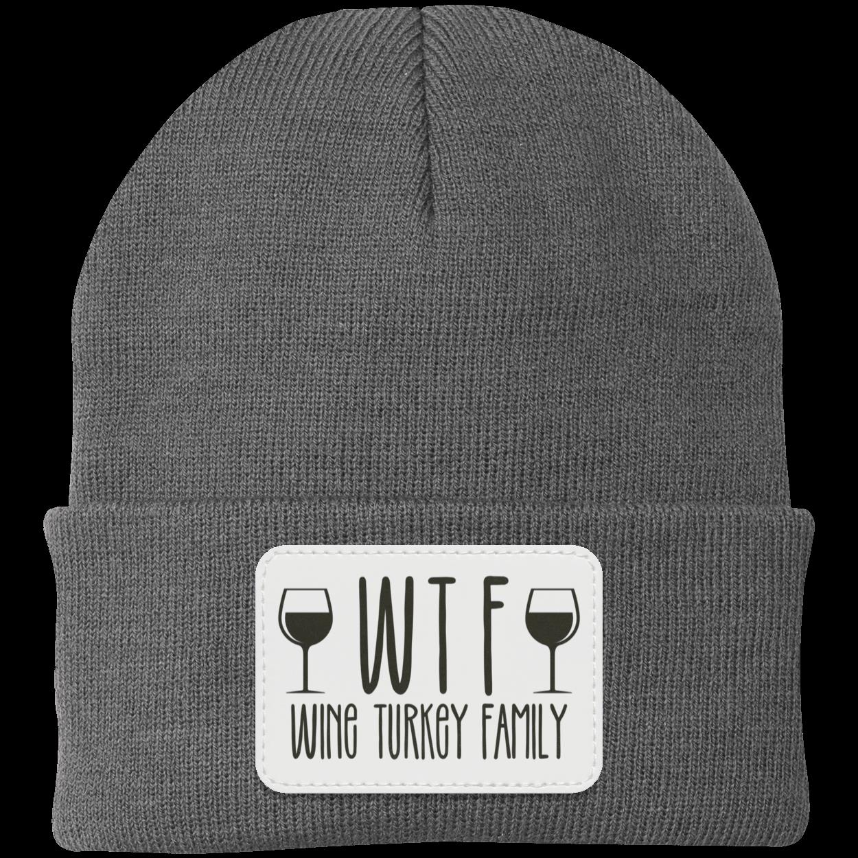 Wine Turkey Family WTF | Knit Beanie with Patch