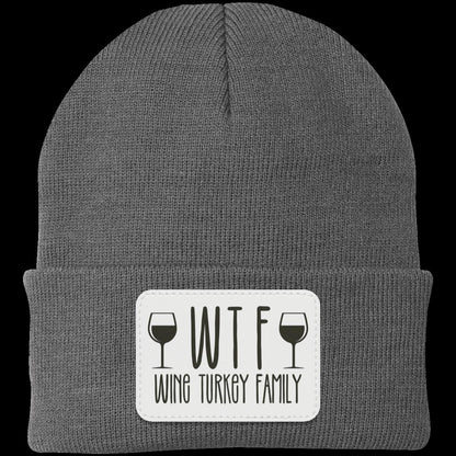 Wine Turkey Family WTF | Knit Beanie with Patch