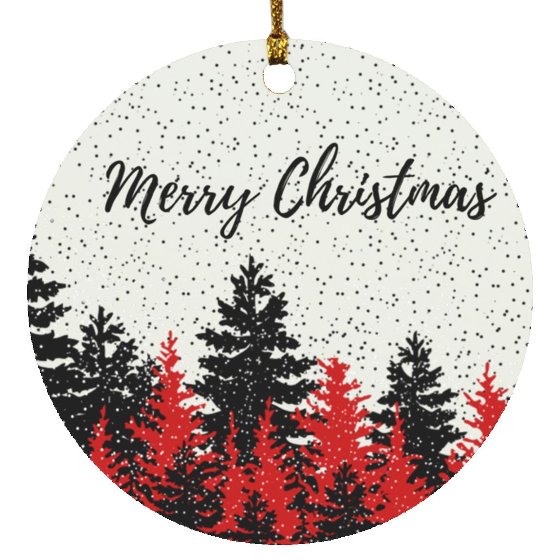 Merry Christmas Snowy Trees | Christmas Ornament