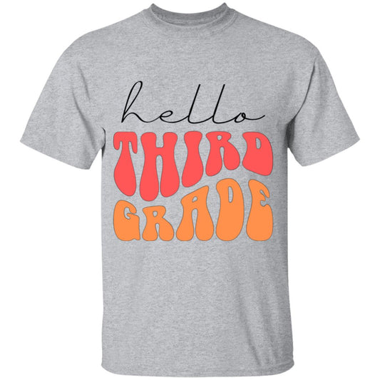 Hello Third Grade Retro Pink | Youth and Adult T-Shirts