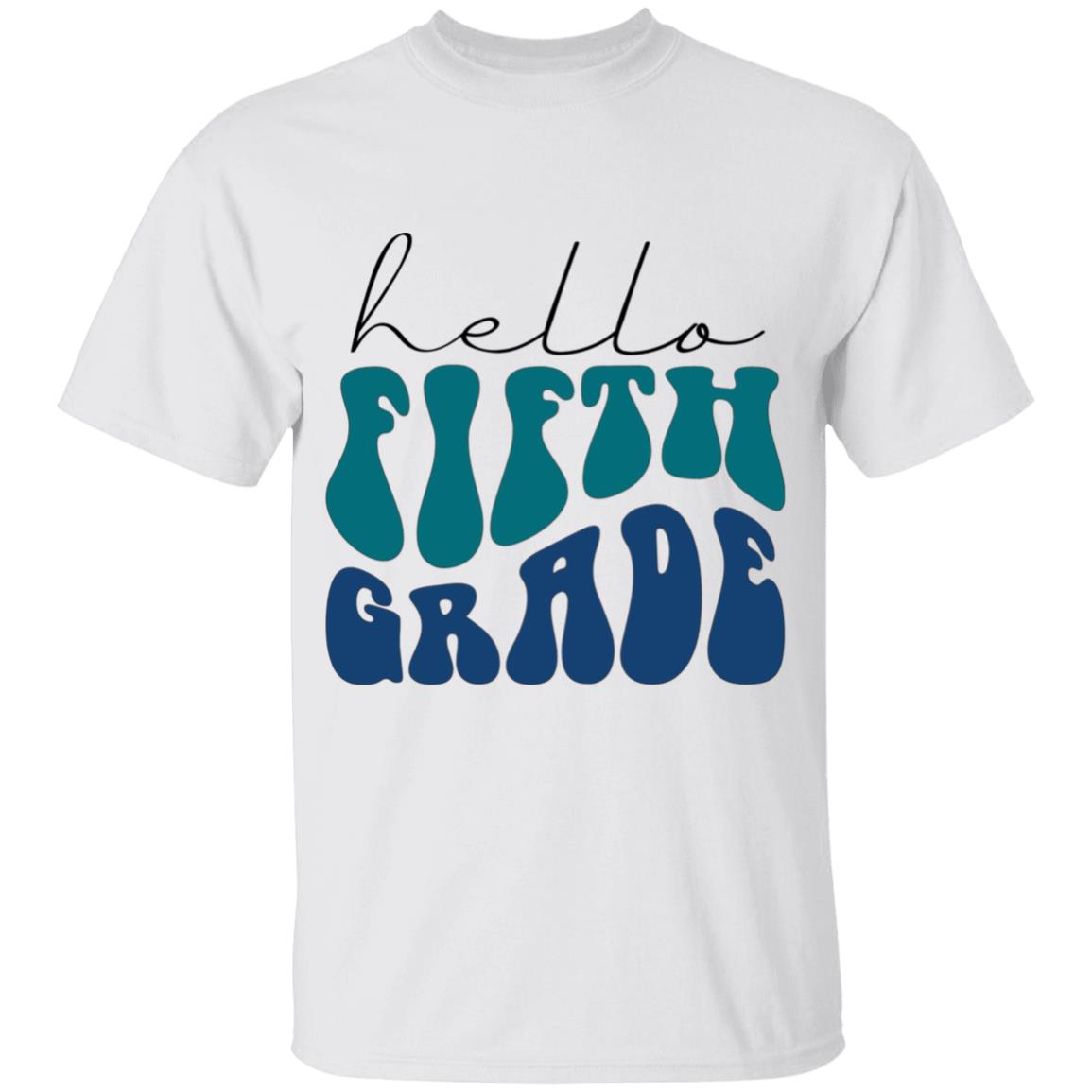 Hello Fifth Grade Retro Blue | Youth and Adult T-Shirts