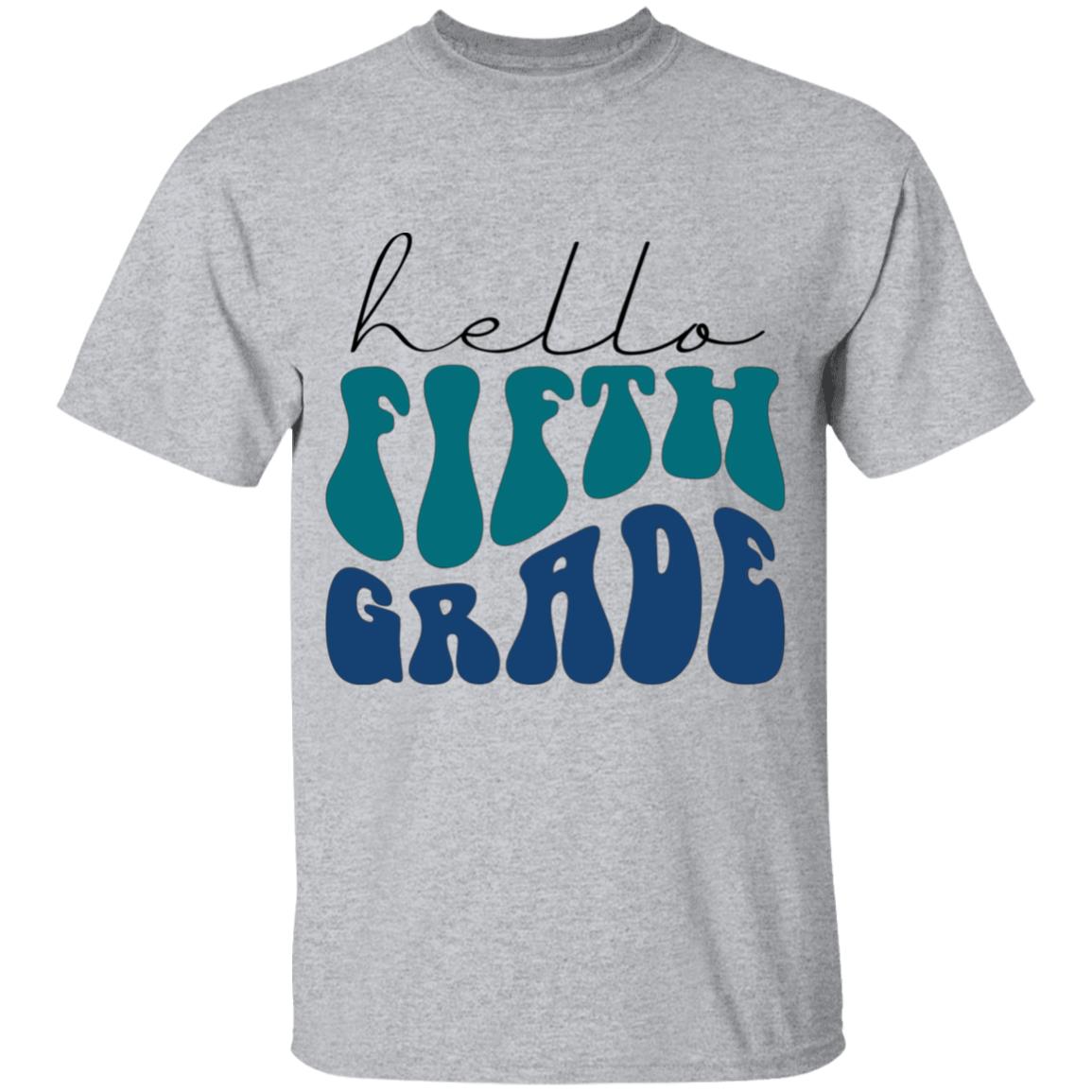 Hello Fifth Grade Retro Blue | Youth and Adult T-Shirts