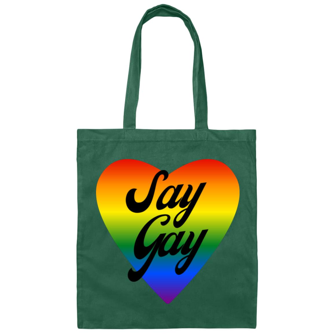 Say Gay Rainbow Heart | Canvas Tote Bag