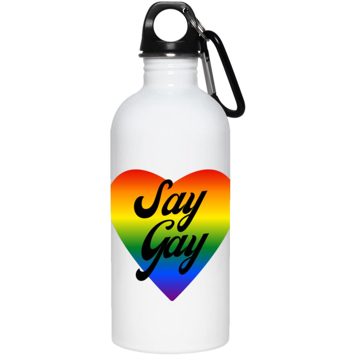 Say Gay Rainbow Heart | 20 oz. Stainless Steel Water Bottle