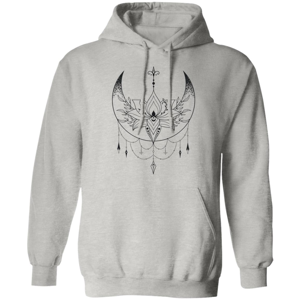 Crescent Moon Lotus Flower | Adult Pullover Hoodie