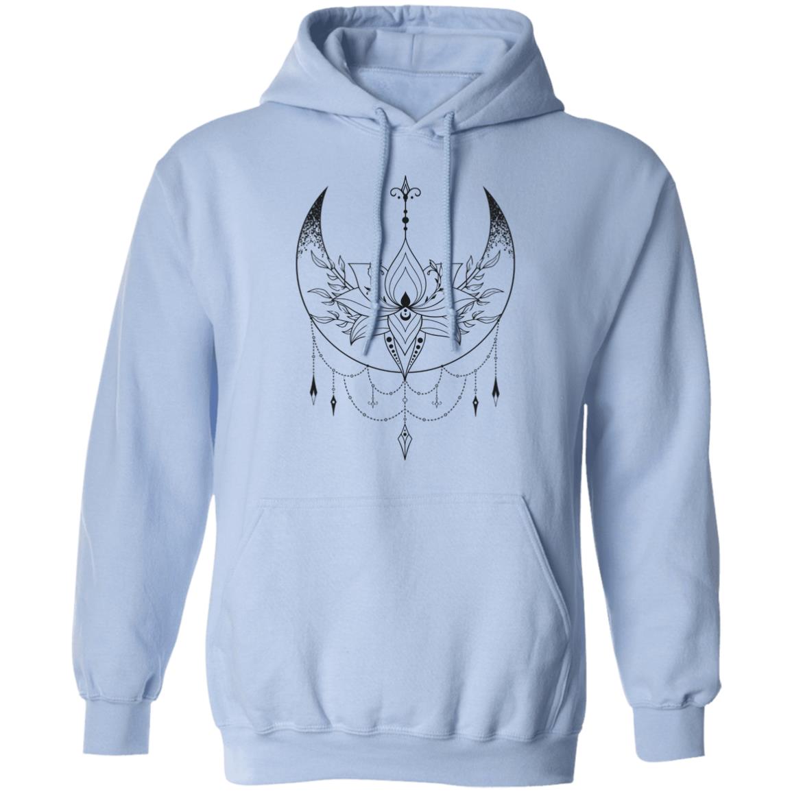 Crescent Moon Lotus Flower | Adult Pullover Hoodie