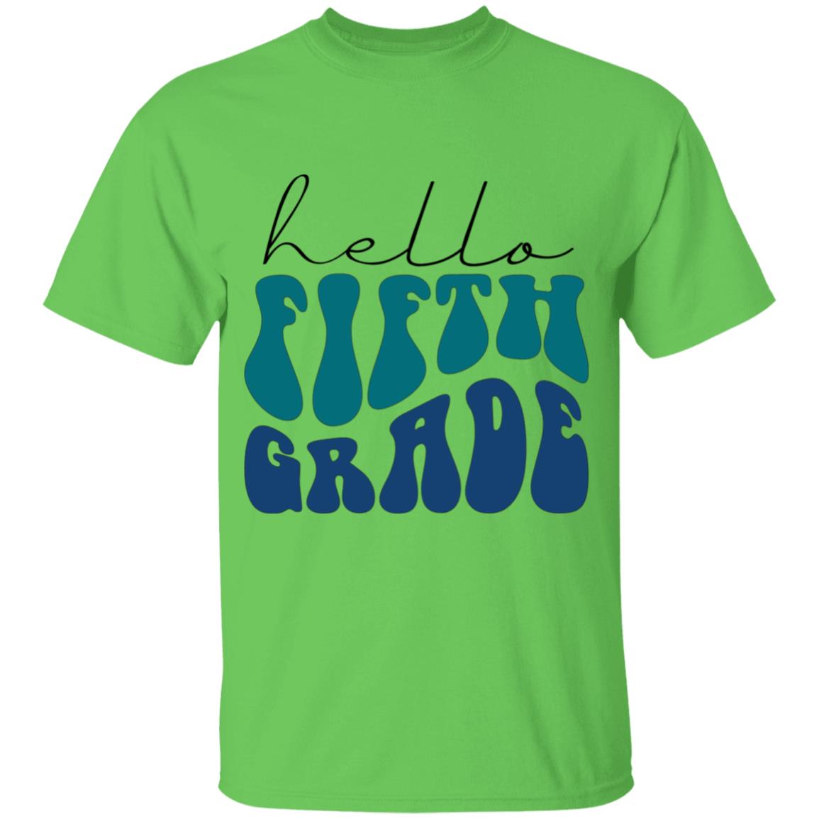 Hello Fifth Grade Retro Blue | Youth and Adult T-Shirts