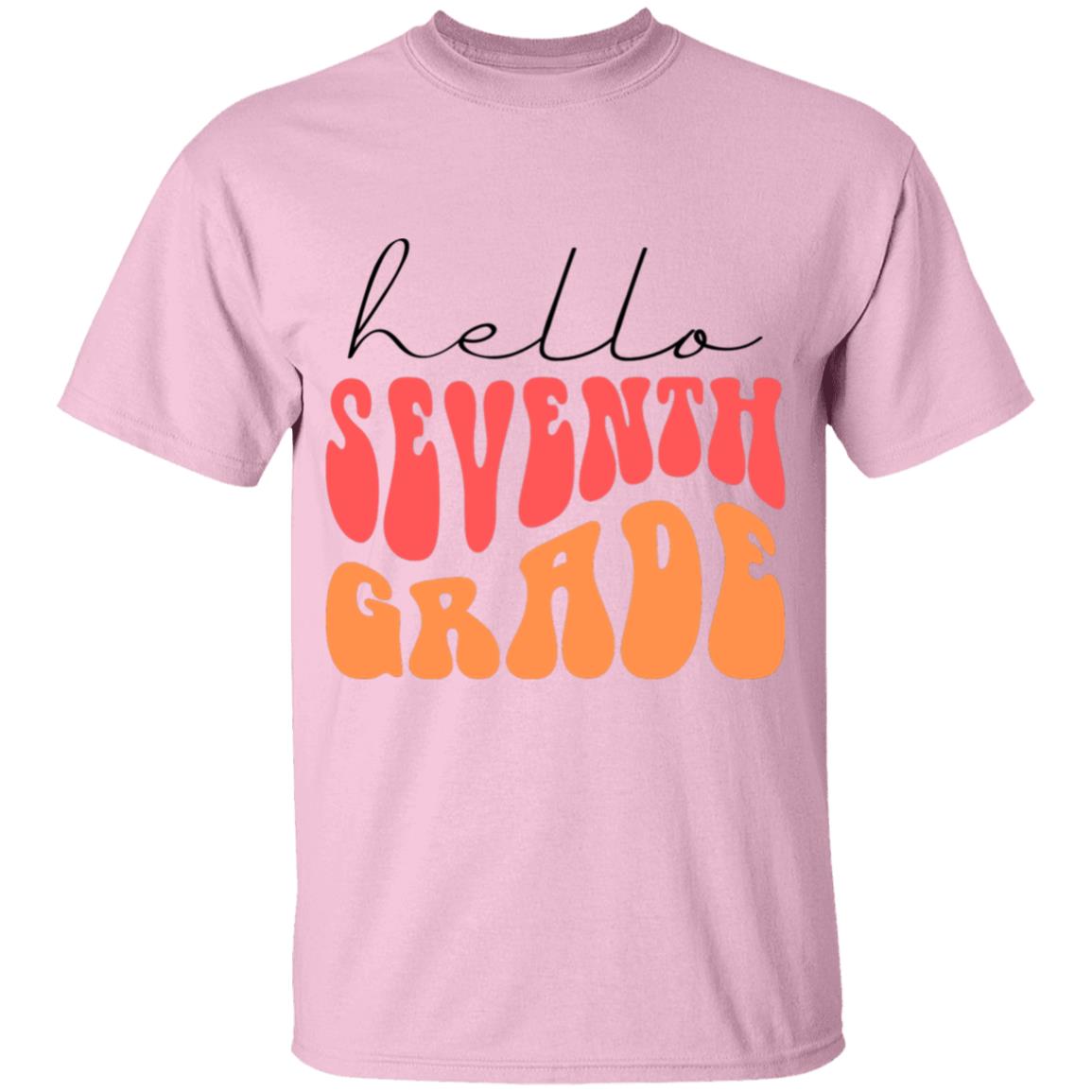 Hello Seventh Grade Retro Pink | Youth and Adult T-Shirts