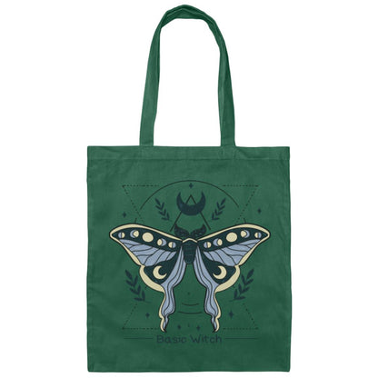 Blue Basic Witch Lunar Moth | Canvas Tote Bag